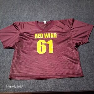 VTG Red Wing Mesh Jersey #61 Football Maroon A4 Size Large